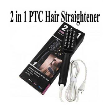 LCD 2 In 1 PTC Heating Plus Ionic Hair Straightener Brush